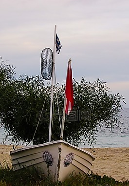 船,海灘,海