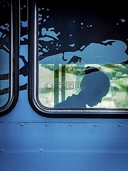火車,窗口,人