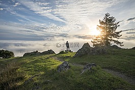 山,高原,云