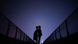 剪影,天空,日落