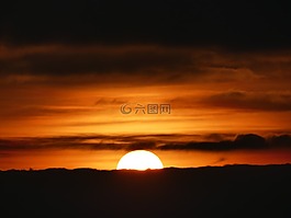 日落,余輝,太陽