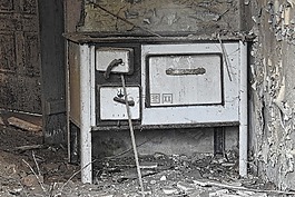 爐,廢墟,老
