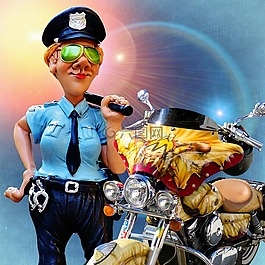 警方,控制,自行車