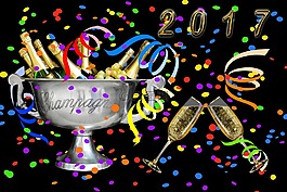 新的一年2017年,香檳酒,新年除夕
