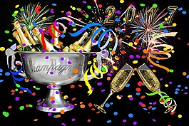 新的一年2017年,香檳酒,新年除夕