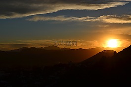 日落,天空,紅色