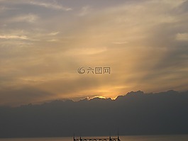 日落,余輝,海