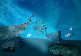 水下,殘骸,海