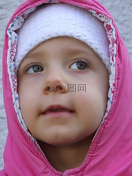 孩子,粉紅色,冬季