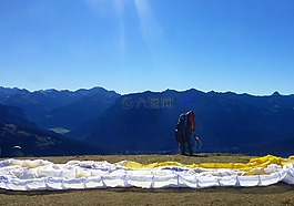 體育,滑翔傘,山