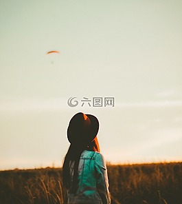 戶外,日落,人