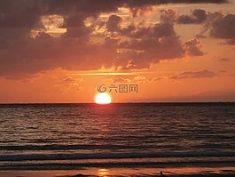 日落,太陽,海