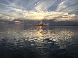 日落,地中海,湖