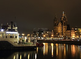 荷蘭,阿姆斯特丹,夜景