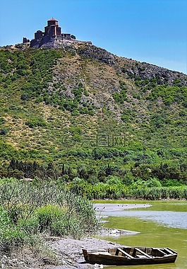教堂,小山,河