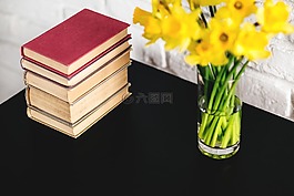 黃色,花,花瓶