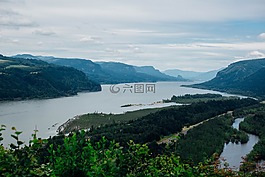 查看,天際線,河