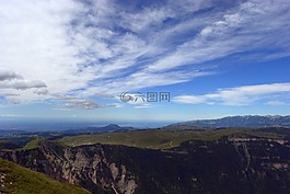 山,景觀,云