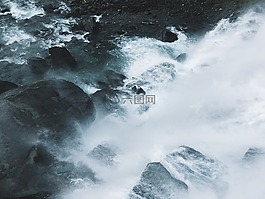 瀑布,巖,石