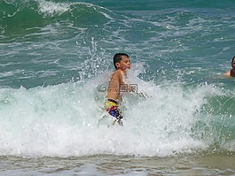 男孩,波,海洋