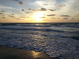 日出,海灘,海洋