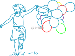 气球,幸福,女孩