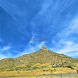 藍色的天空,景觀,山