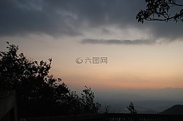 日落,山,首腦會議