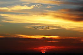 日落,云,藍色