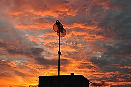 日落,視圖,天空