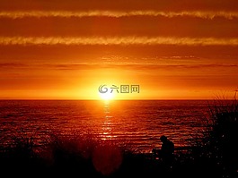 日落,晚上,太陽