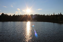 湖,水,日落