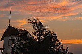 橙色,天空,海灘