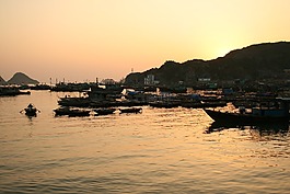 日落,亞洲,海
