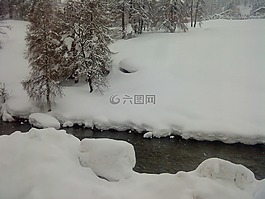 冬季,流,雪