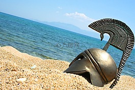 頭盔,海灘,海