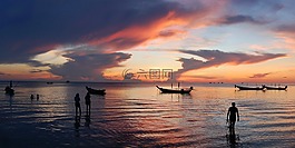 日落,黄昏,海