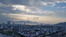 日落,城市,發(fā)光