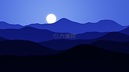 夜,月亮,山