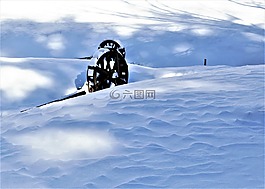 雪,水輪,冬天