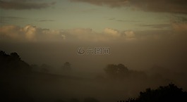 日落,霧,景觀