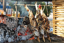 魚,燒烤,火
