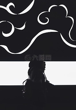 黑色和白色,人,女子