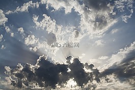 天空,日落,云