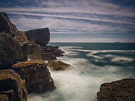 海洋,霧,巖