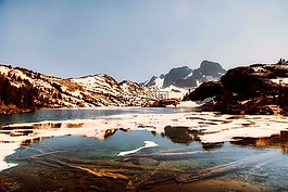 加拿大,山,湖