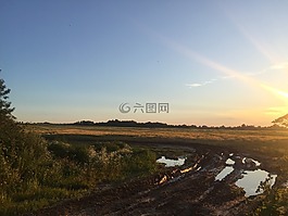 夏季,村,路