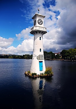 燈塔,湖,天空