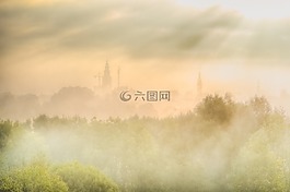 市容,雾,光