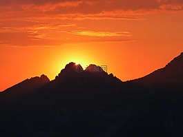日落,山,abendstimmung